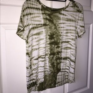 A green and white tie-dye shirt